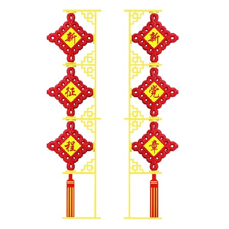 三连串中国结灯户外led中国结景观灯防水路灯杆造型春节挂件装饰